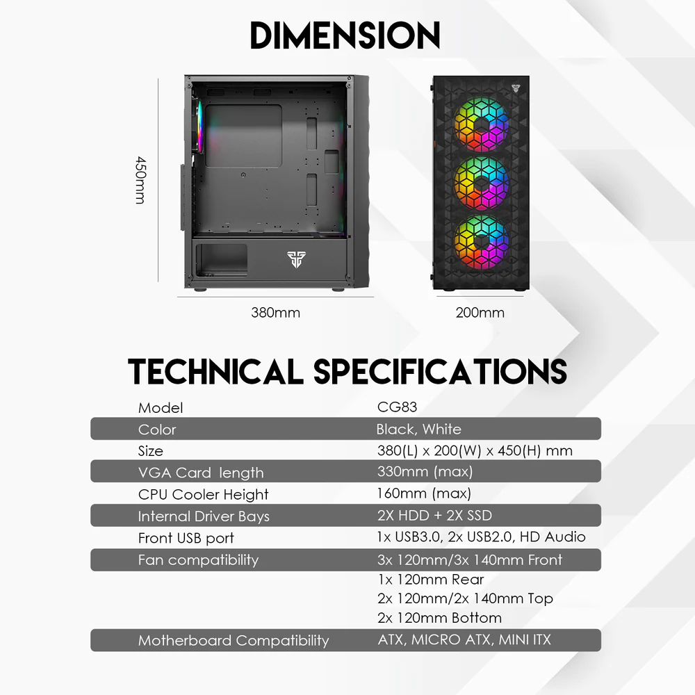Fantech Aero 2 CG83 Middle Tower White Gaming Case Fantech Aero 2 CG83 Middle Tower White Gaming Case